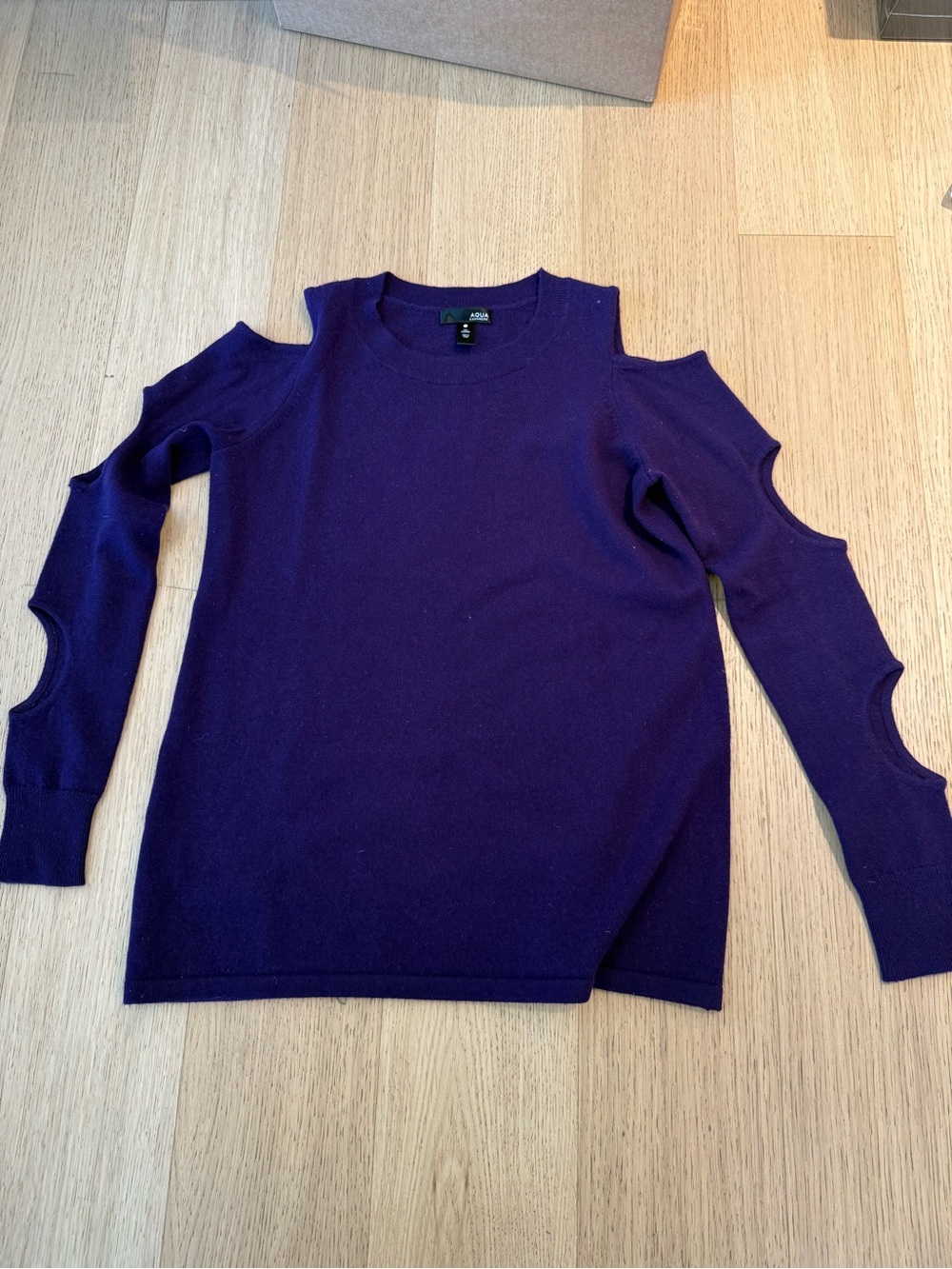 Aqua Purple Cold-Shoulder Cutout Sweater